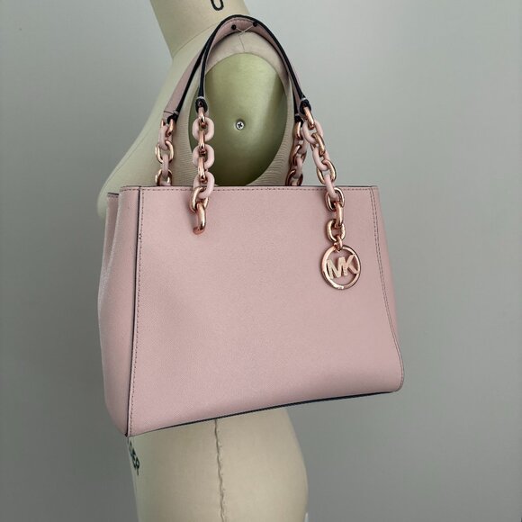 Michael Kors Sofia MD Leather Satchel Blossom Pink Rose Gold Hardware - Picture 1 of 11
